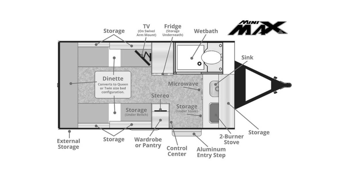 2023 Little Guy Mini Max MINI MAX ROUGH RIDER Travel Trailer at Hartleys Auto and RV Center STOCK# 000006RT13 Floor plan Layout Photo