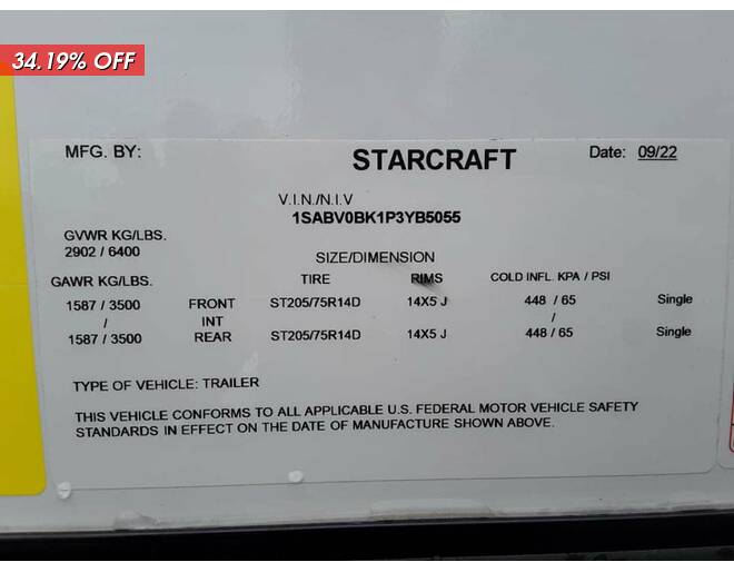 2023 Starcraft Super Lite 212FB Travel Trailer at Hartleys Auto and RV Center STOCK# WFYB5055 Photo 10