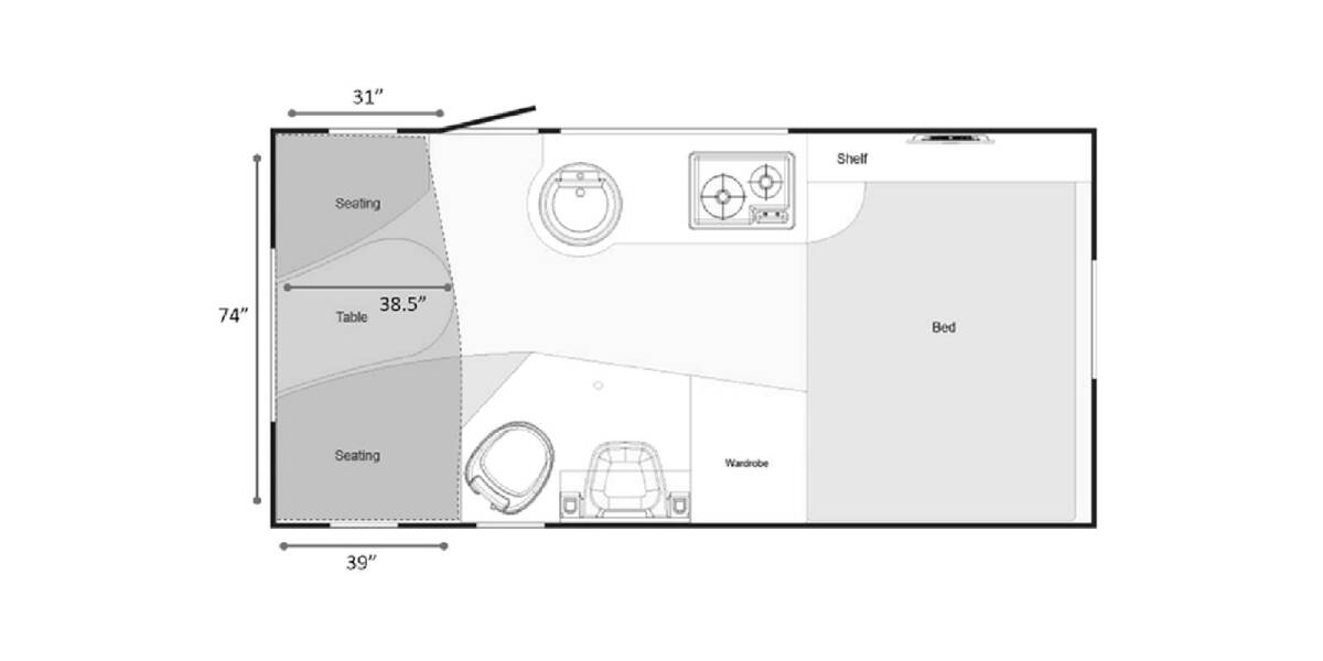2019 nuCamp TAB 400 Travel Trailer at Hartleys Auto and RV Center STOCK# WF000407 Floor plan Layout Photo