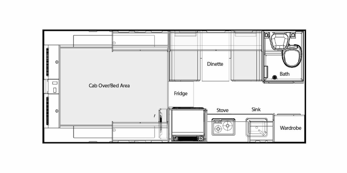 2019 nuCamp Cirrus 820 Truck Camper at Hartleys Auto and RV Center STOCK# CC0K1031 Floor plan Layout Photo