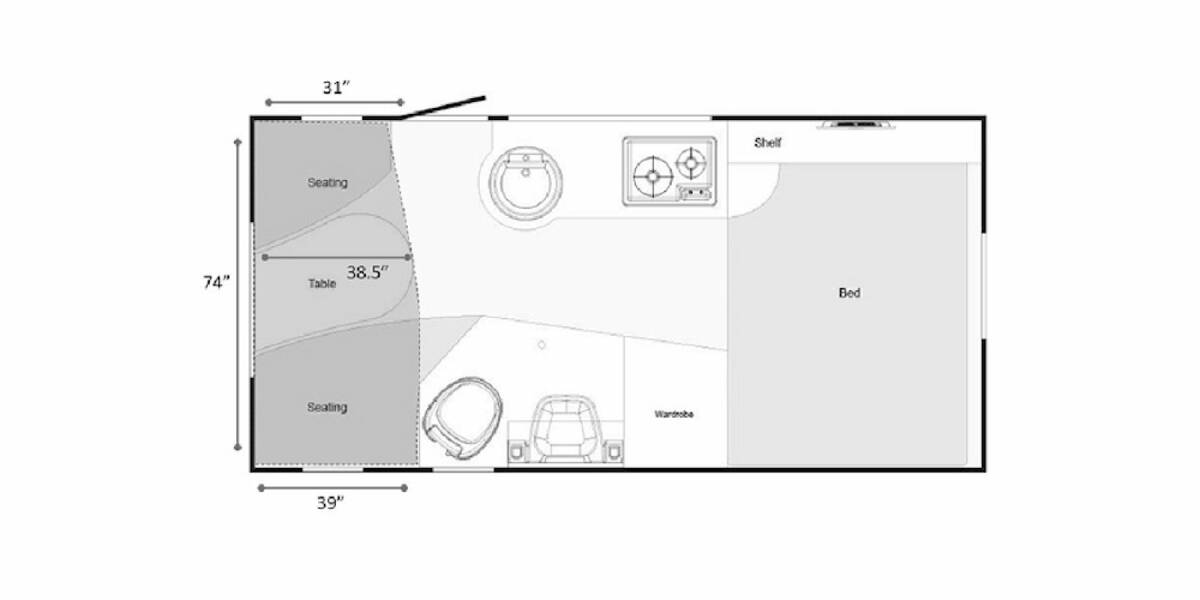 2019 nuCamp TAB 400 BOONDOCK LITE Travel Trailer at Hartleys Auto and RV Center STOCK# WF000971 Floor plan Layout Photo