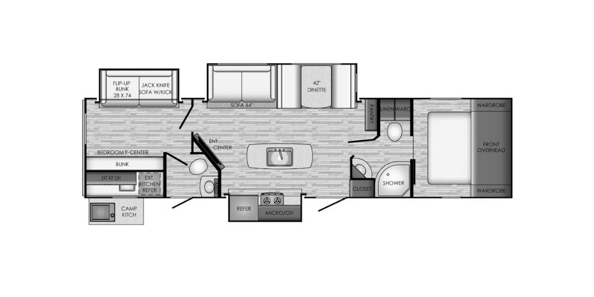 2019 CrossRoads Sunset Trail Super Lite 331BH Travel Trailer at Hartleys Auto and RV Center STOCK# CC350079 Floor plan Layout Photo