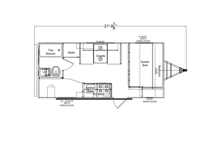 2022 Riverside RV Retro 190BH  at Hartleys Auto and RV Center STOCK# 13NP004633 Floor plan Layout Photo