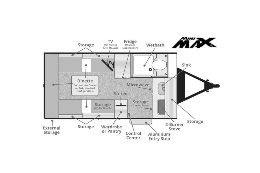 2022 Little Guy MINI MAX Travel Trailer at Hartleys Auto and RV Center STOCK# NP000323 Floor plan Layout Photo