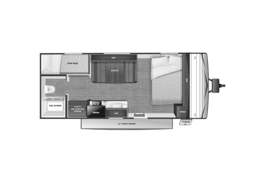 2022 Starcraft Autumn Ridge Single Axle 19BH Travel Trailer at Hartleys Auto and RV Center STOCK# TCFBK5173 Floor plan Layout Photo