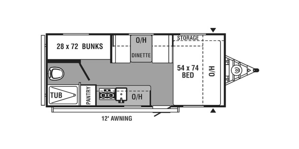 2022 Coachmen Clipper 17BH Travel Trailer at Hartleys Auto and RV Center STOCK# 131070RT13 Floor plan Layout Photo