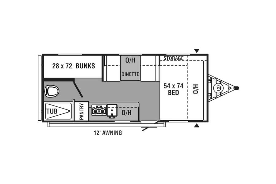 2022 Coachmen Clipper 17BH Travel Trailer at Hartleys Auto and RV Center STOCK# TCF131070RT13 Floor plan Layout Photo