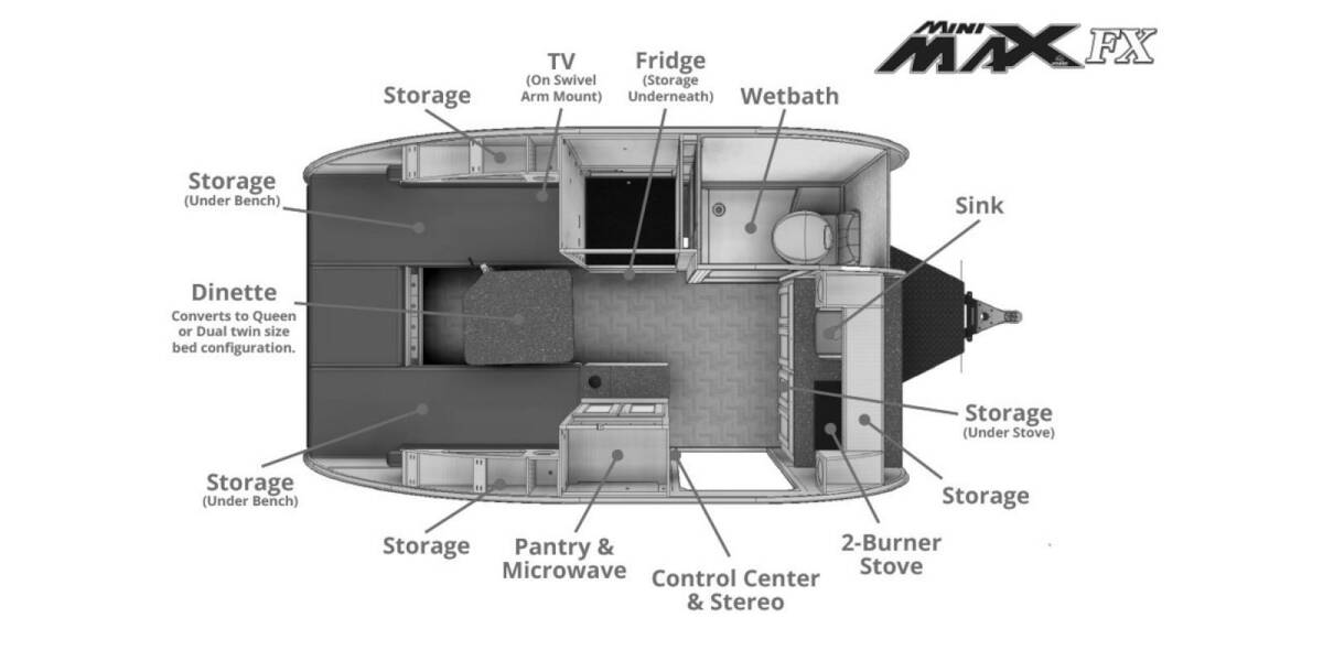 2024 Little Guy Mini Max FX ROUGH RIDER Travel Trailer at Hartleys Auto and RV Center STOCK# 000383RT13 Floor plan Layout Photo