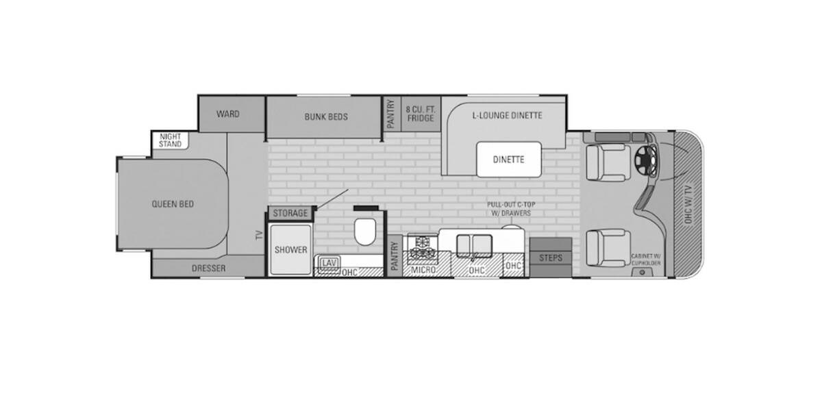 2015 Jayco Precept Ford F-53 29UM Class A at Hartleys Auto and RV Center STOCK# CC0A12774 Floor plan Layout Photo